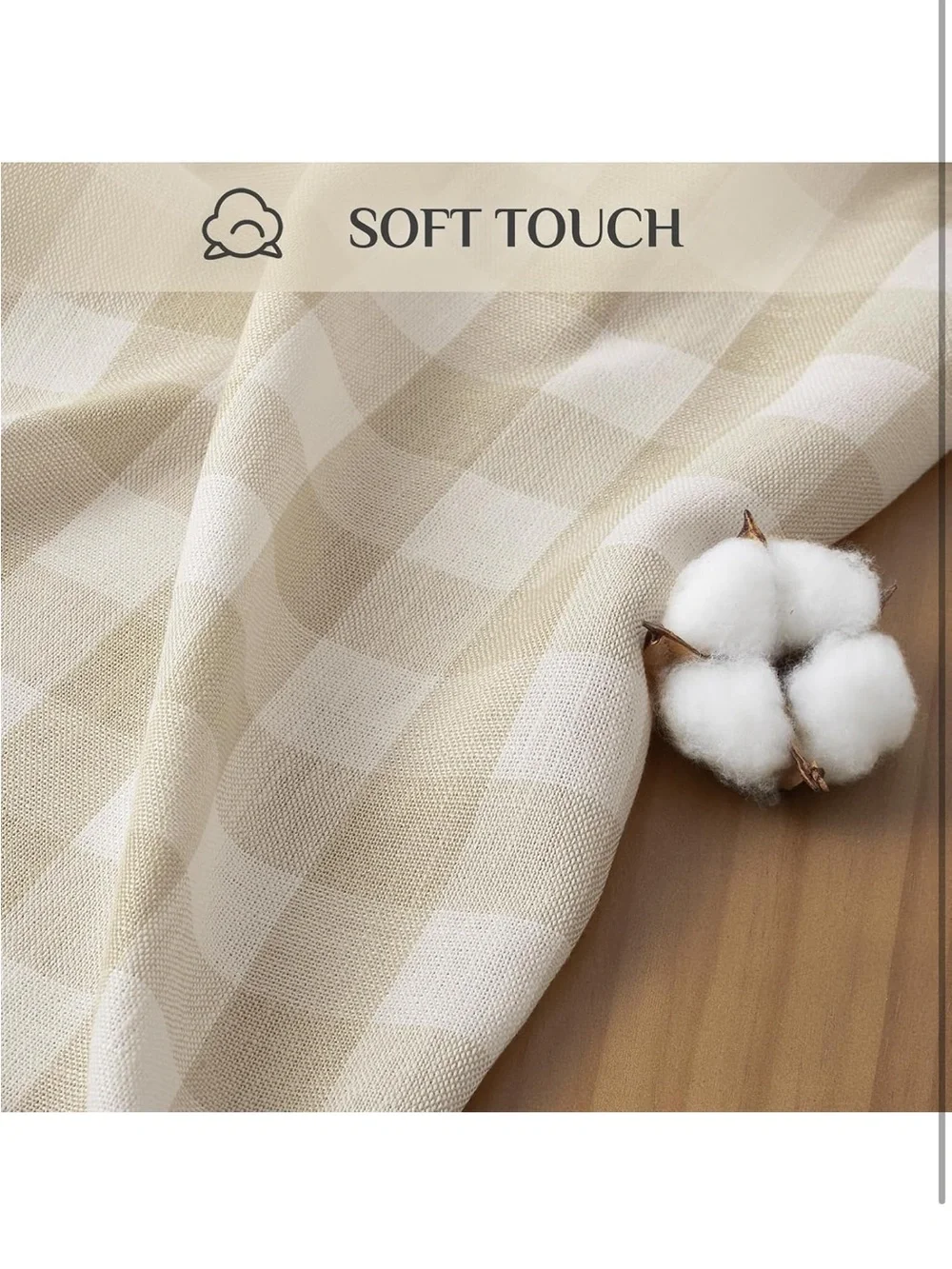 NEW Softalker Checkered Tablecloth, Linen Texture Cotton Gingham w/Tassels